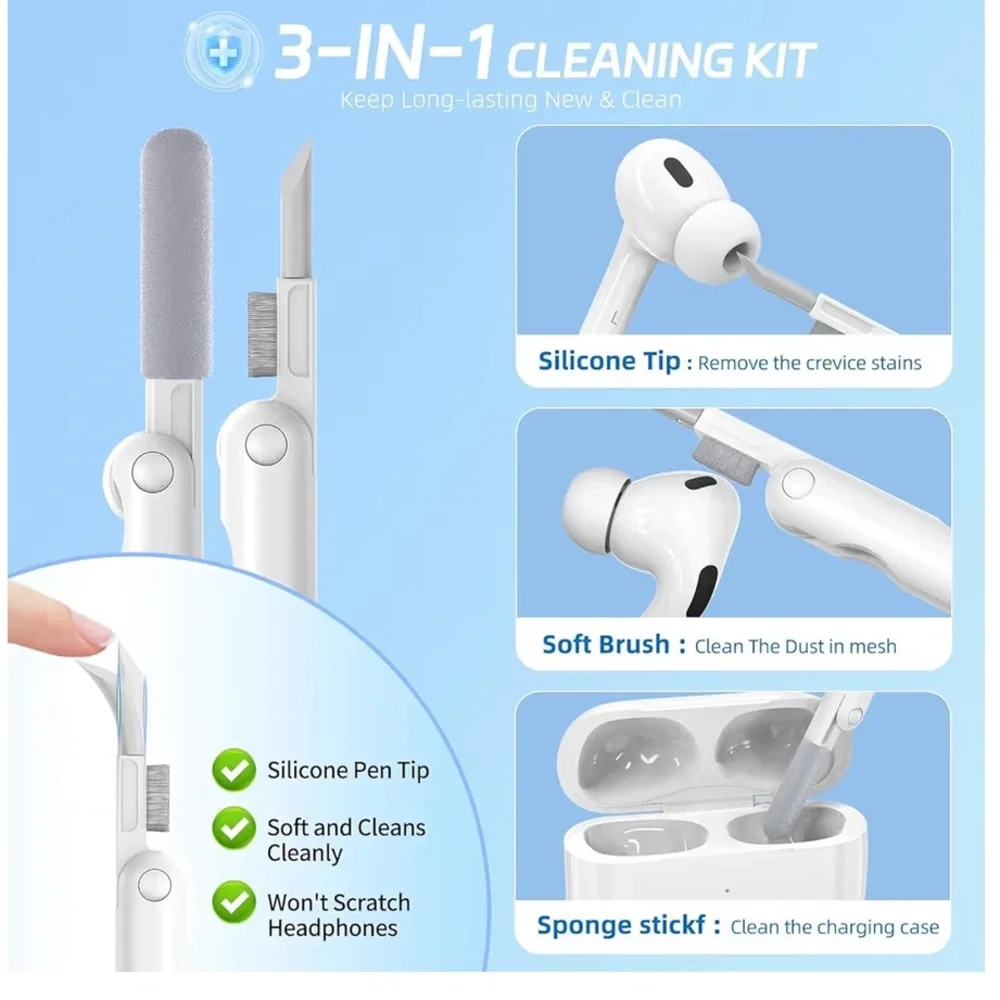 BRAND NEW Green Floral Silicone Case for AirPods Pro 2nd/1st Gen & Cleaning Tool